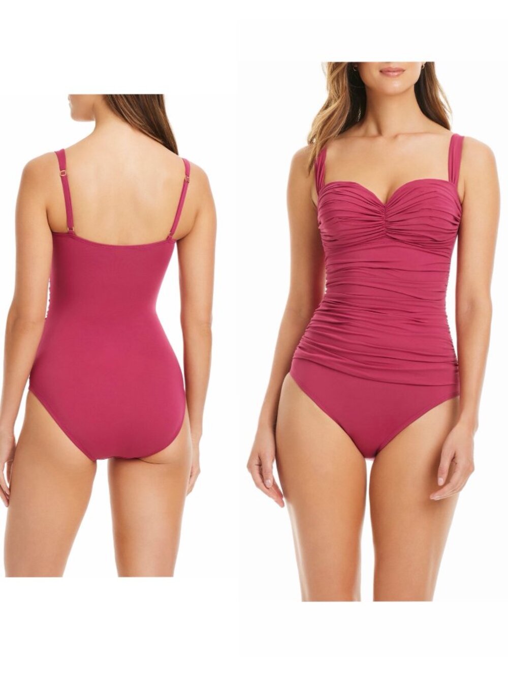 New Bleu Rod Beattie Kore Shirred Underwire One-Piece Swimsuit Size 12
